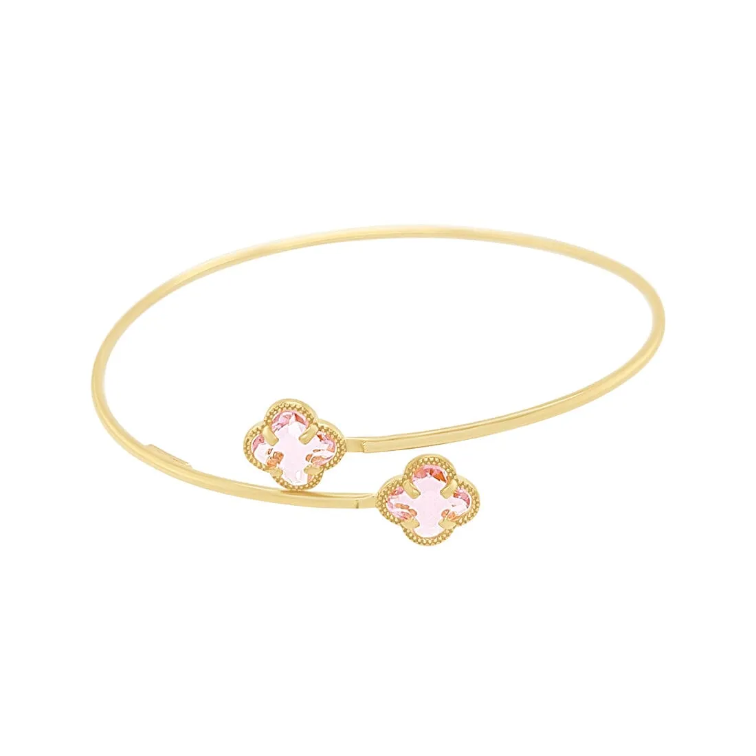 Pink Clover Bangle in 9ct Yellow Gold Silver Infused