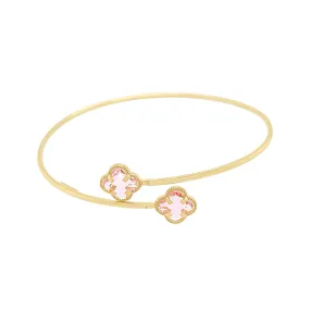 Pink Clover Bangle in 9ct Yellow Gold Silver Infused