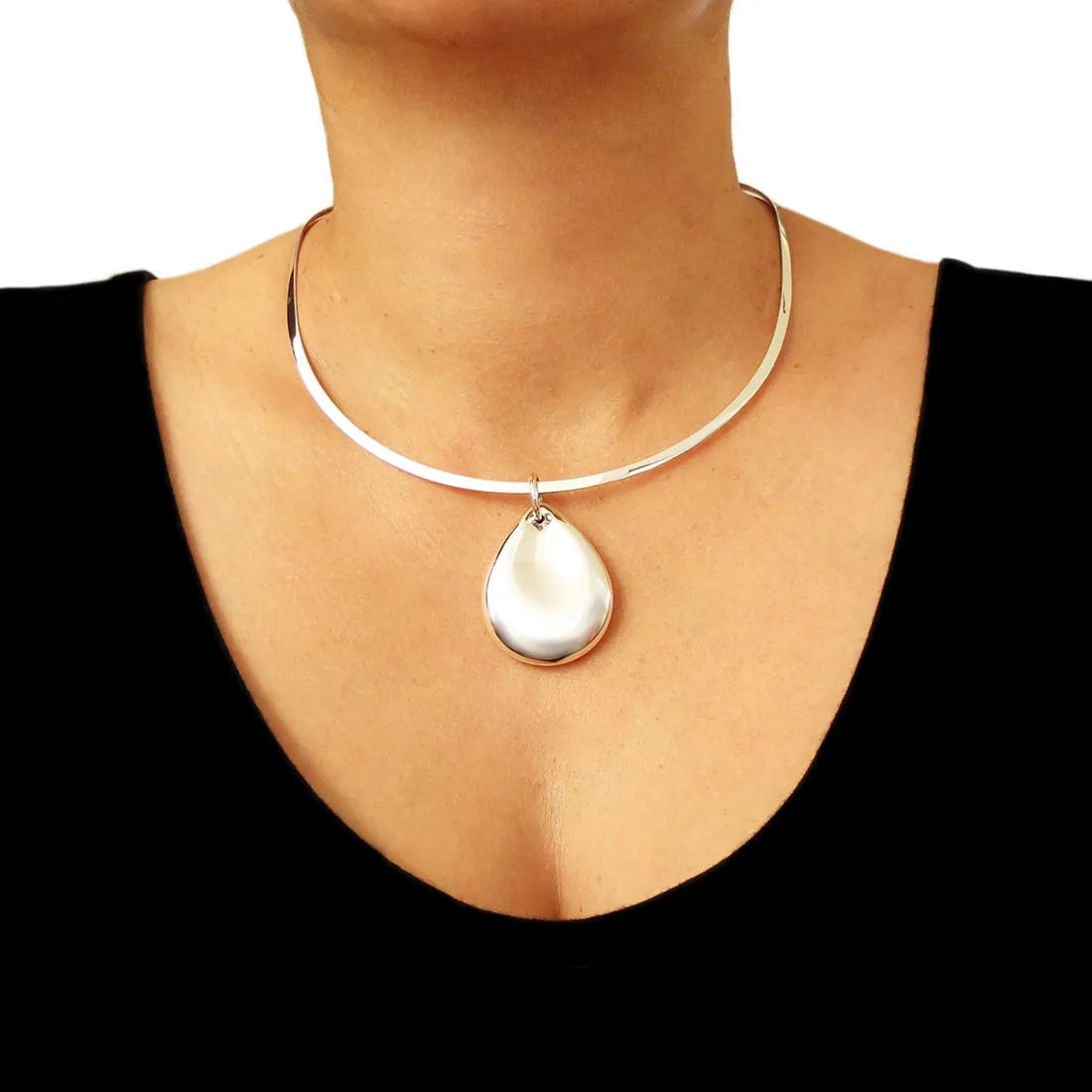 Polished Sterling Silver Choker Necklace