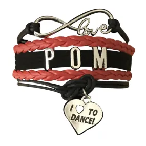 Pom Red and Black Charm Bracelet- Pick Style