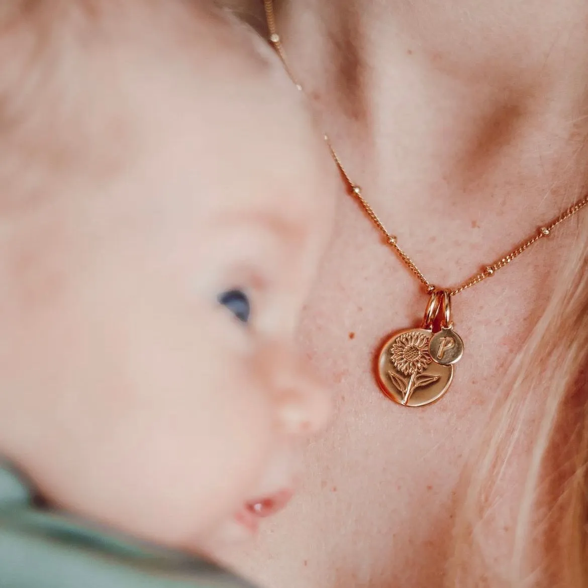 Poppy Necklace With Initial - August Flower