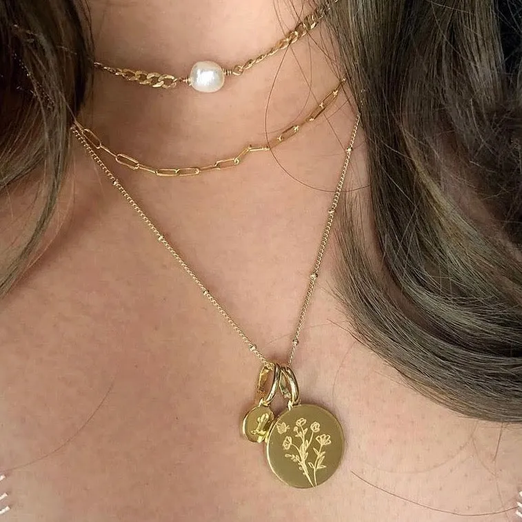 Poppy Necklace With Initial - August Flower