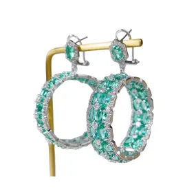 Pre Order:  Geometric Colored Zirconium Hoop Earrings