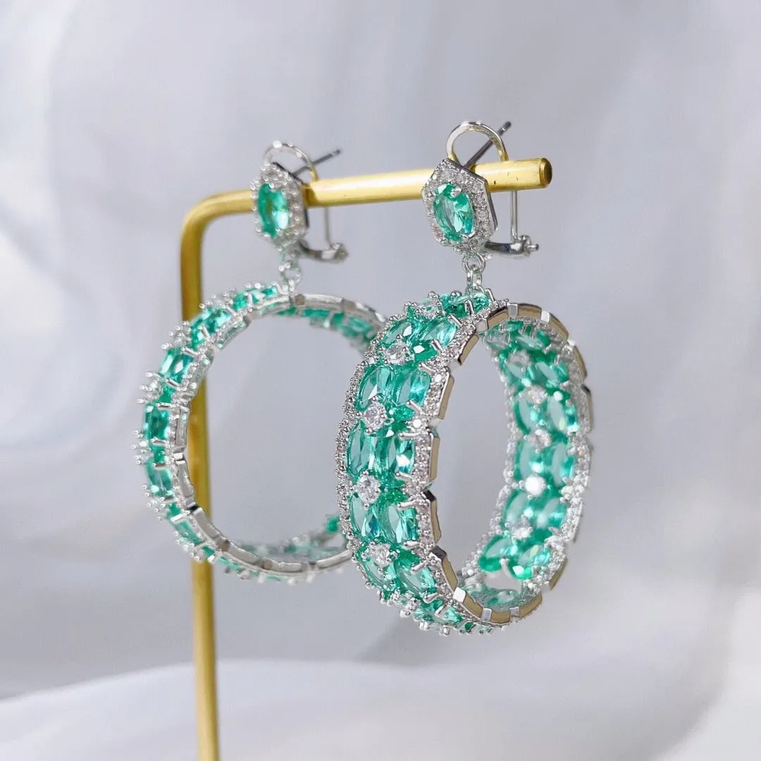 Pre Order:  Geometric Colored Zirconium Hoop Earrings