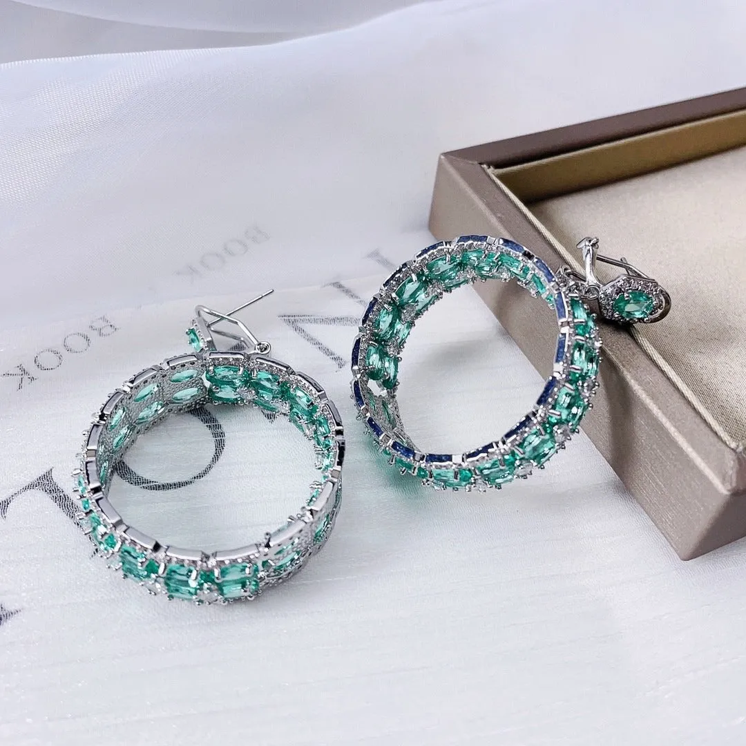 Pre Order:  Geometric Colored Zirconium Hoop Earrings