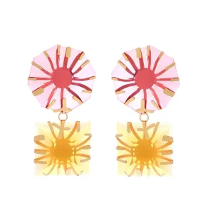 Pre Order:  Metal Inlaid Polygonal Colored Sun Resin Earrings