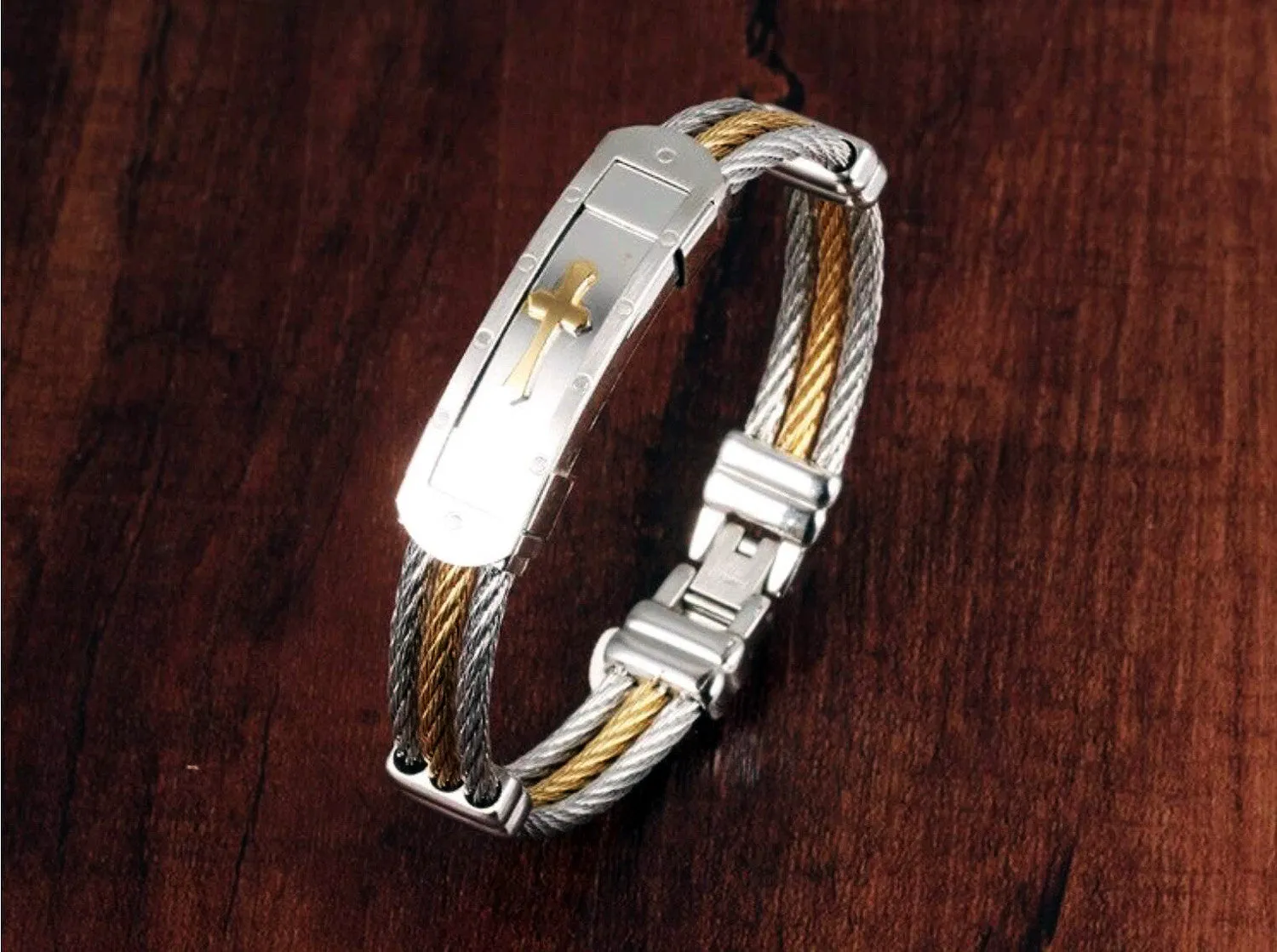 Premium Stainless Steel Cross Bracelet - Silver/Gold & Gold Medieval Version