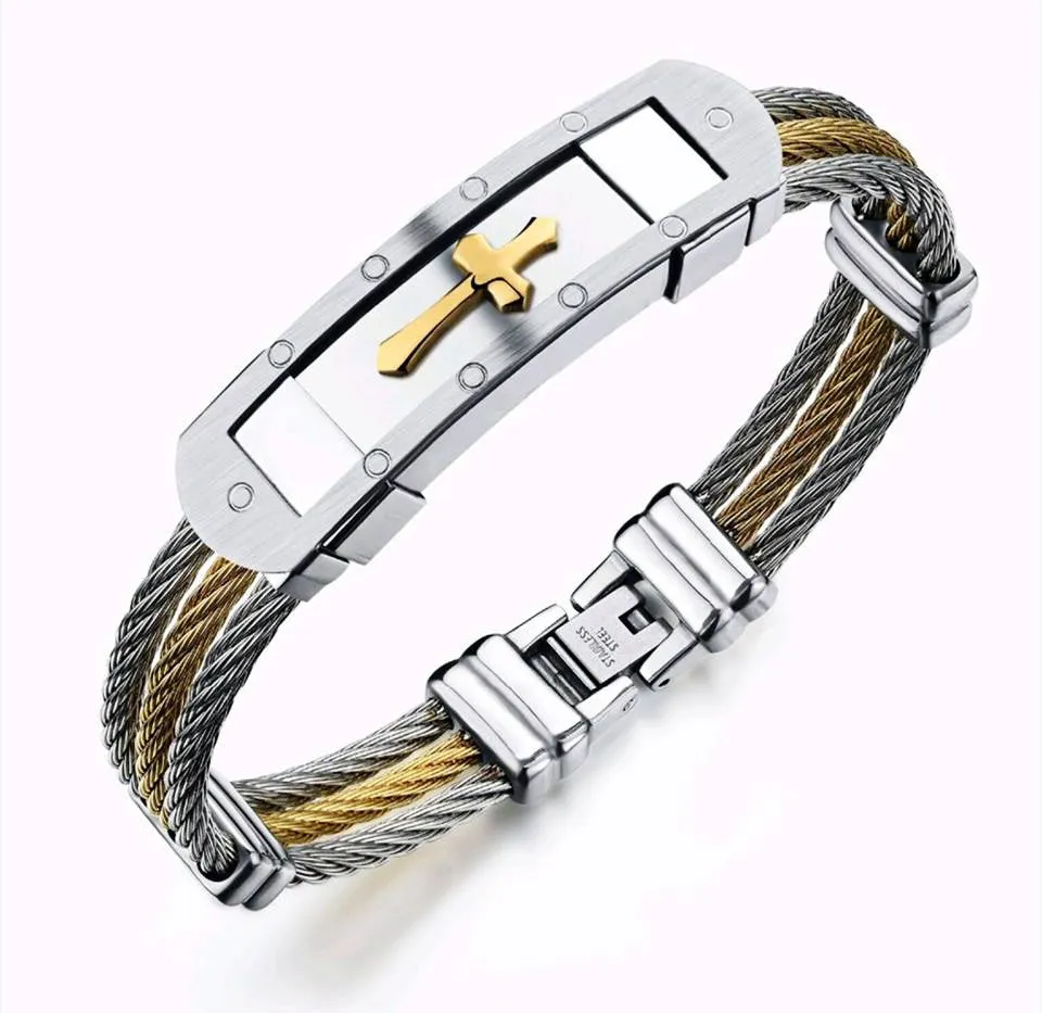 Premium Stainless Steel Cross Bracelet - Silver/Gold & Gold Medieval Version