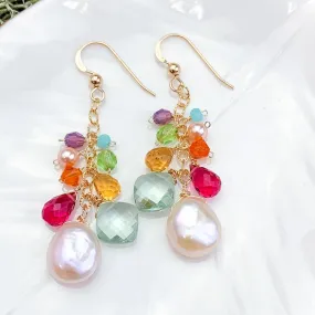 Pretty in Pink Colorful Pearls Earrings