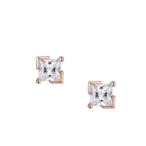 Princess Cut Zircon Four Prongs Silver Studs Earrings for Women