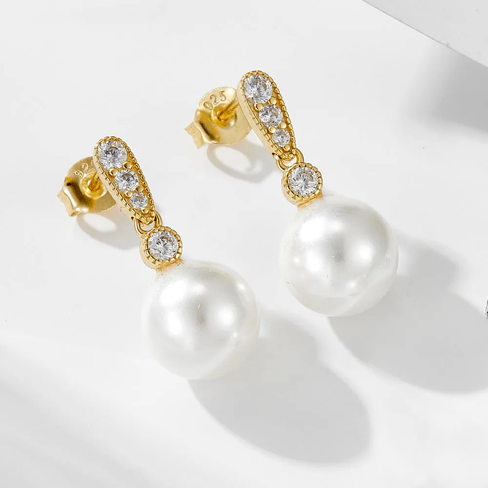 Prom Diamond and Pearl Earrings