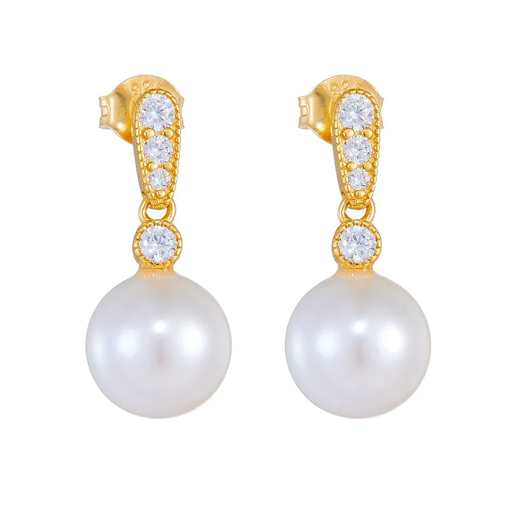 Prom Diamond and Pearl Earrings