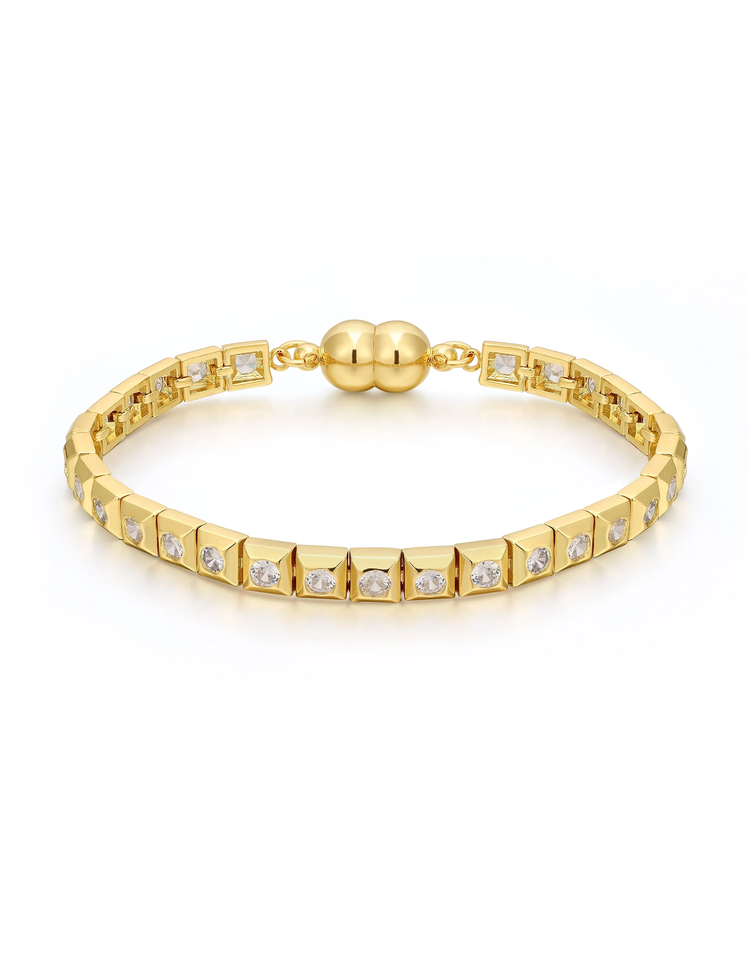 Pyramid Stud Tennis Bracelet- Gold