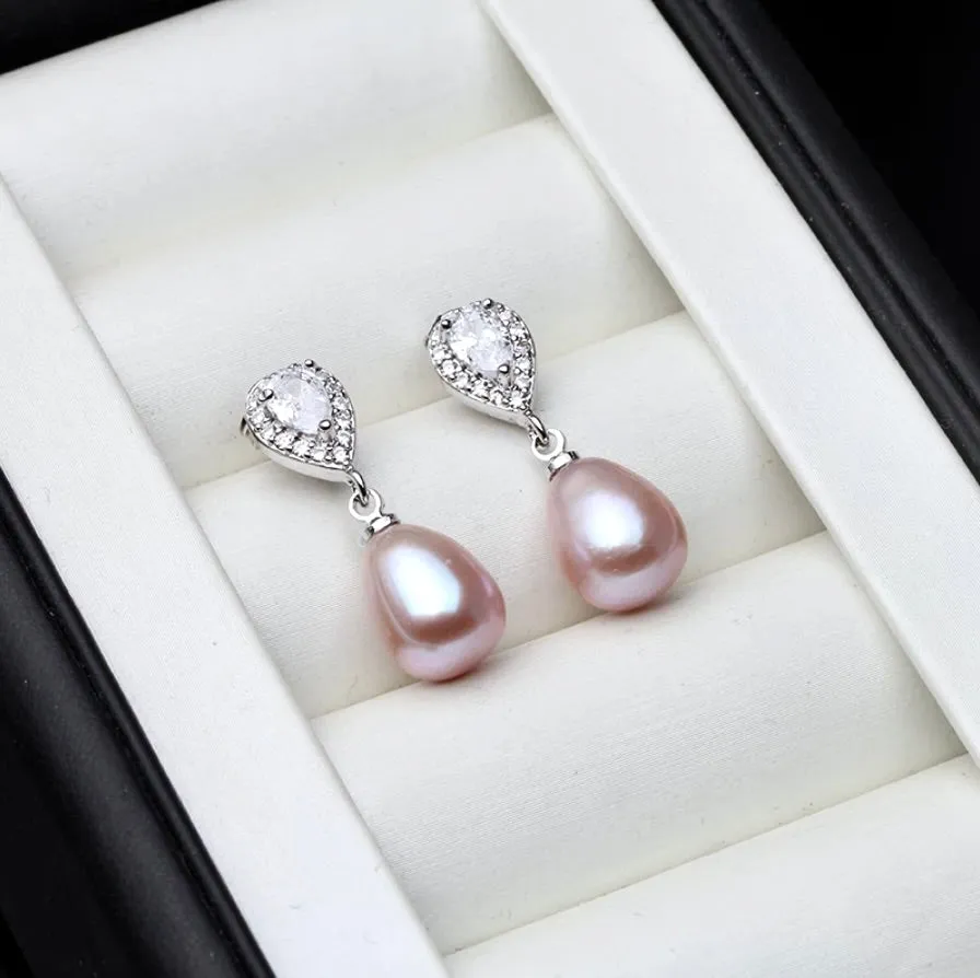 "Hyacinth" - Sterling Silver Natural Pearl Bridal Earrings - More Colors