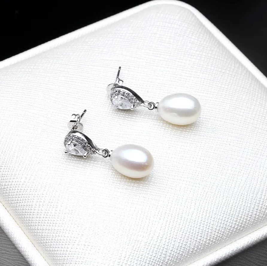 "Hyacinth" - Sterling Silver Natural Pearl Bridal Earrings - More Colors