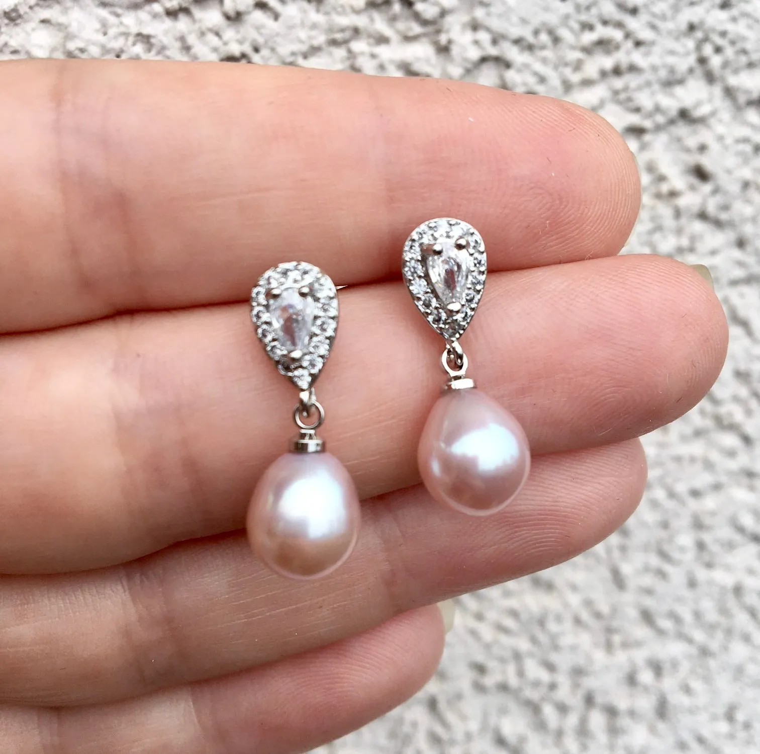 "Hyacinth" - Sterling Silver Natural Pearl Bridal Earrings - More Colors