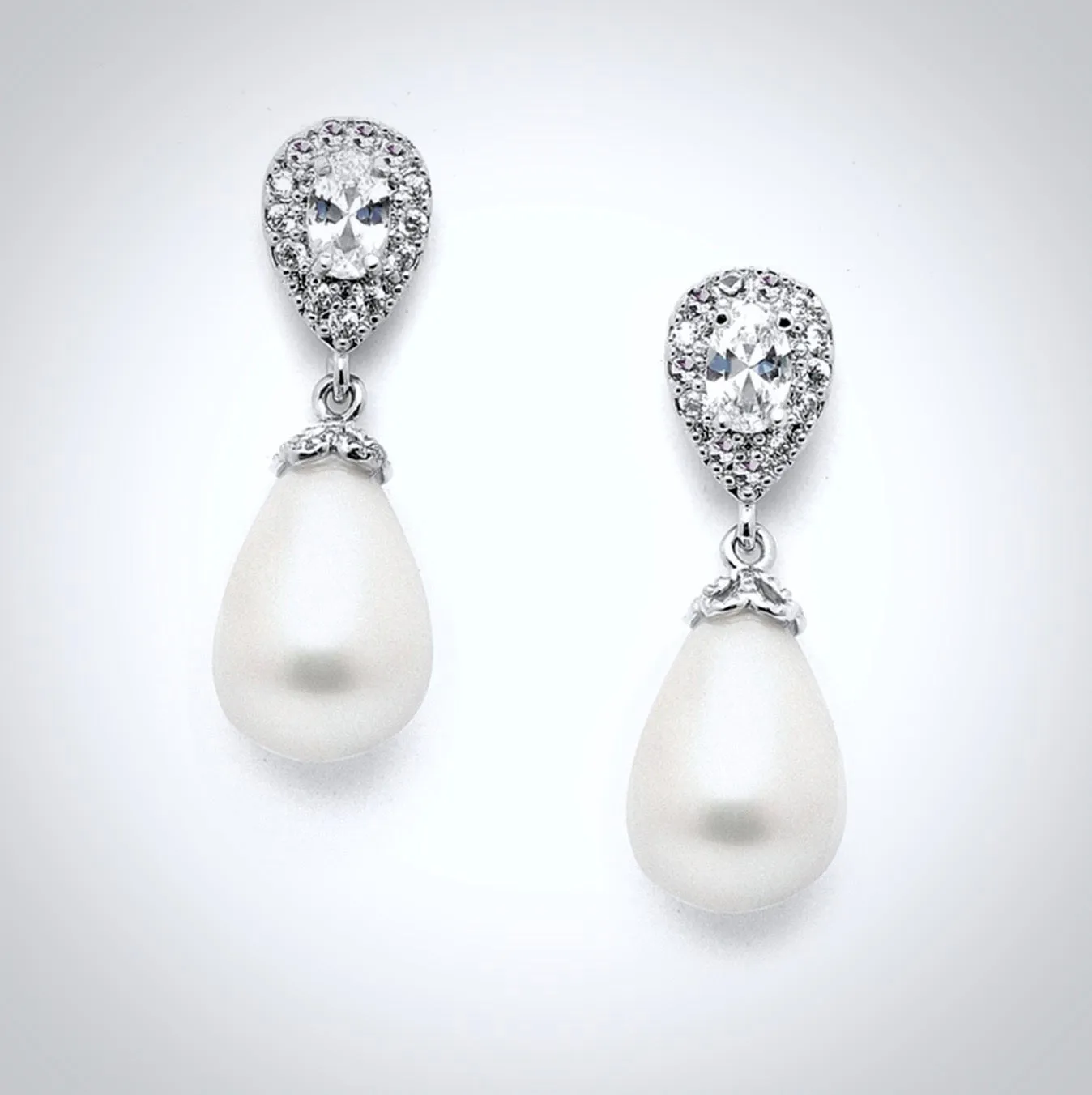 "Kendalyn" - Pearl and Cubic Zirconia Bridal Earrings - Available in Silver, Rose Gold and Yellow Gold