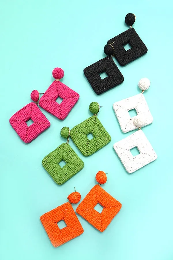 RAFFIA SQUARE EARRINGS