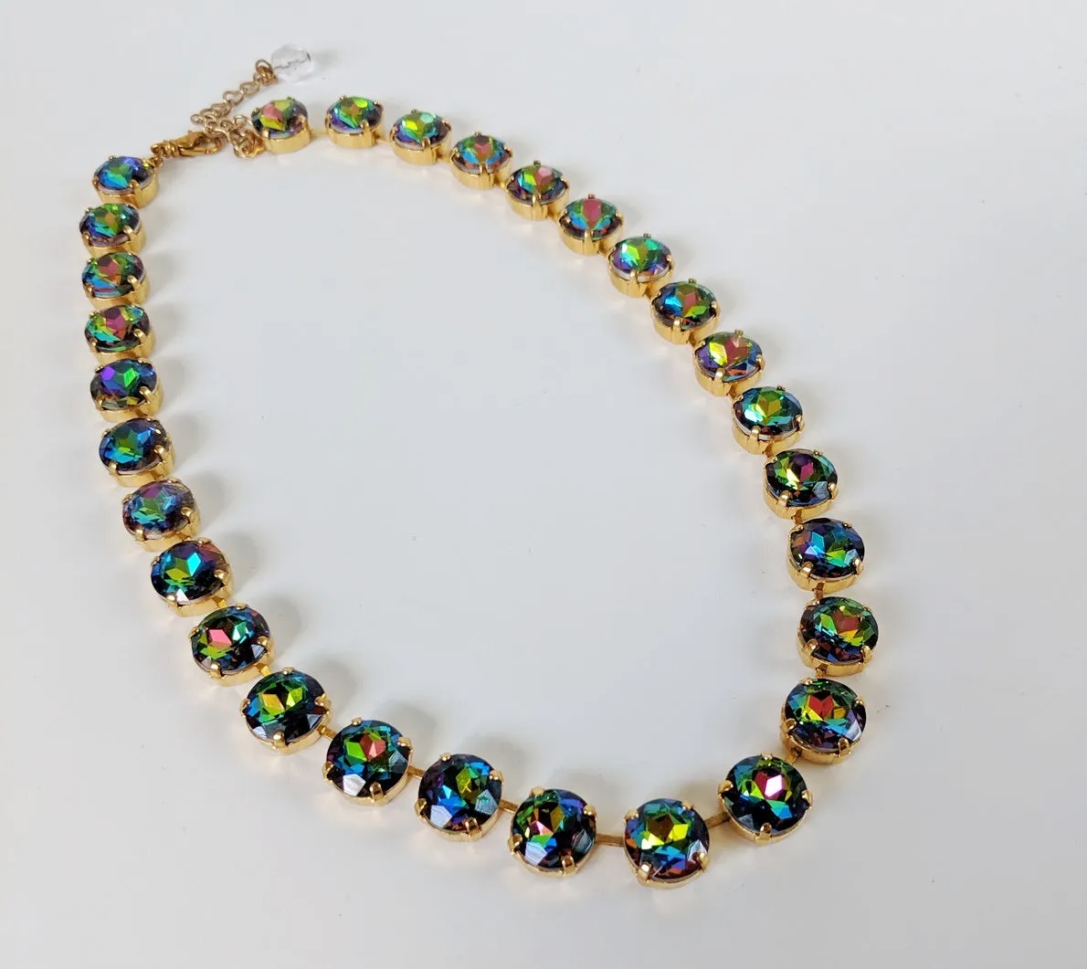 Rainbow Crystal Riviere Necklace - Small Round