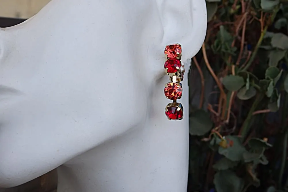 Red Clip On Earrings