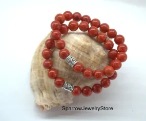 Red coral beaded bracelet Genuine coral Gifts for her Pesrsonalized gift for mom him Red coral jewelry Protection success men love talisman