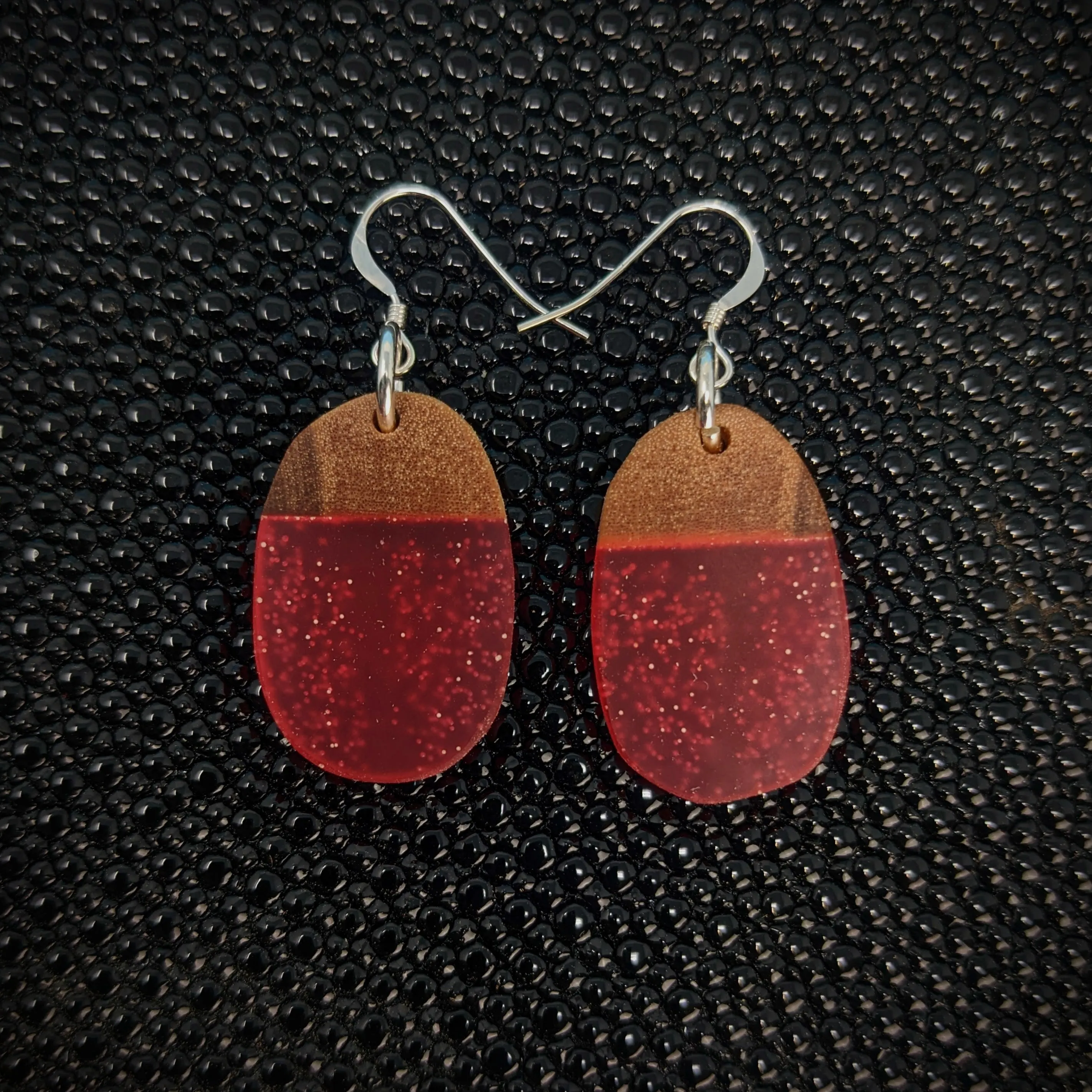 Red Oval Dangle Earrings