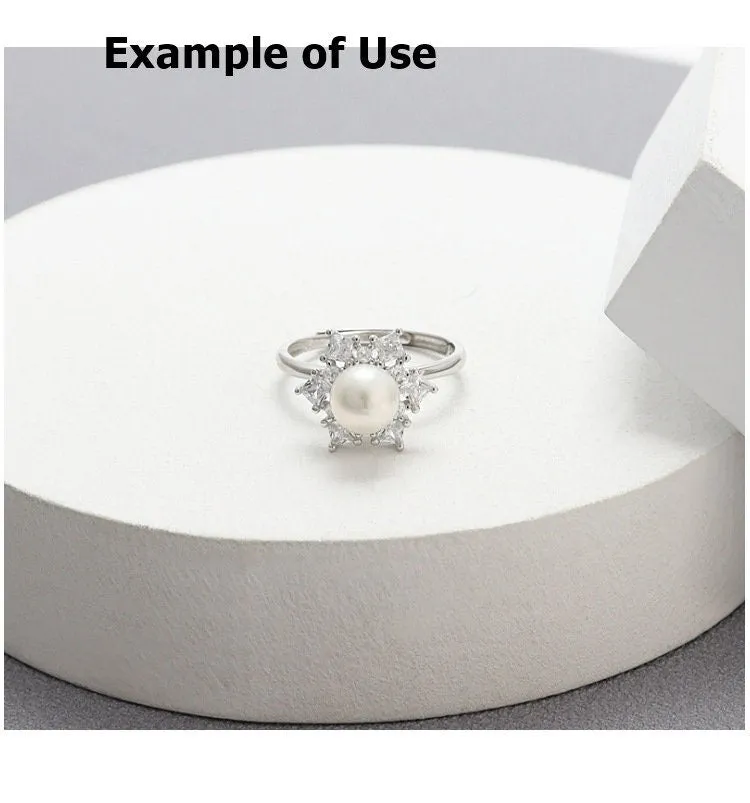 Ring Blank Setting 1pc Sterling Silver 925 Pearl 7mm Solid Bezel Flower Cup Adjustable For One Bead Finding Wholesale