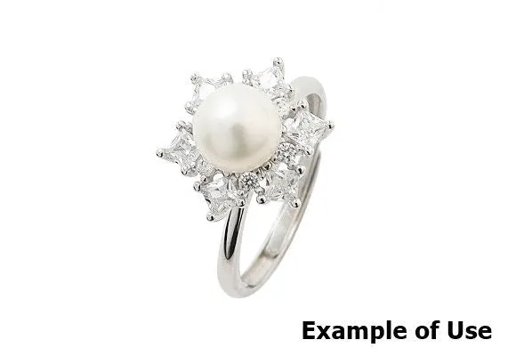 Ring Blank Setting 1pc Sterling Silver 925 Pearl 7mm Solid Bezel Flower Cup Adjustable For One Bead Finding Wholesale