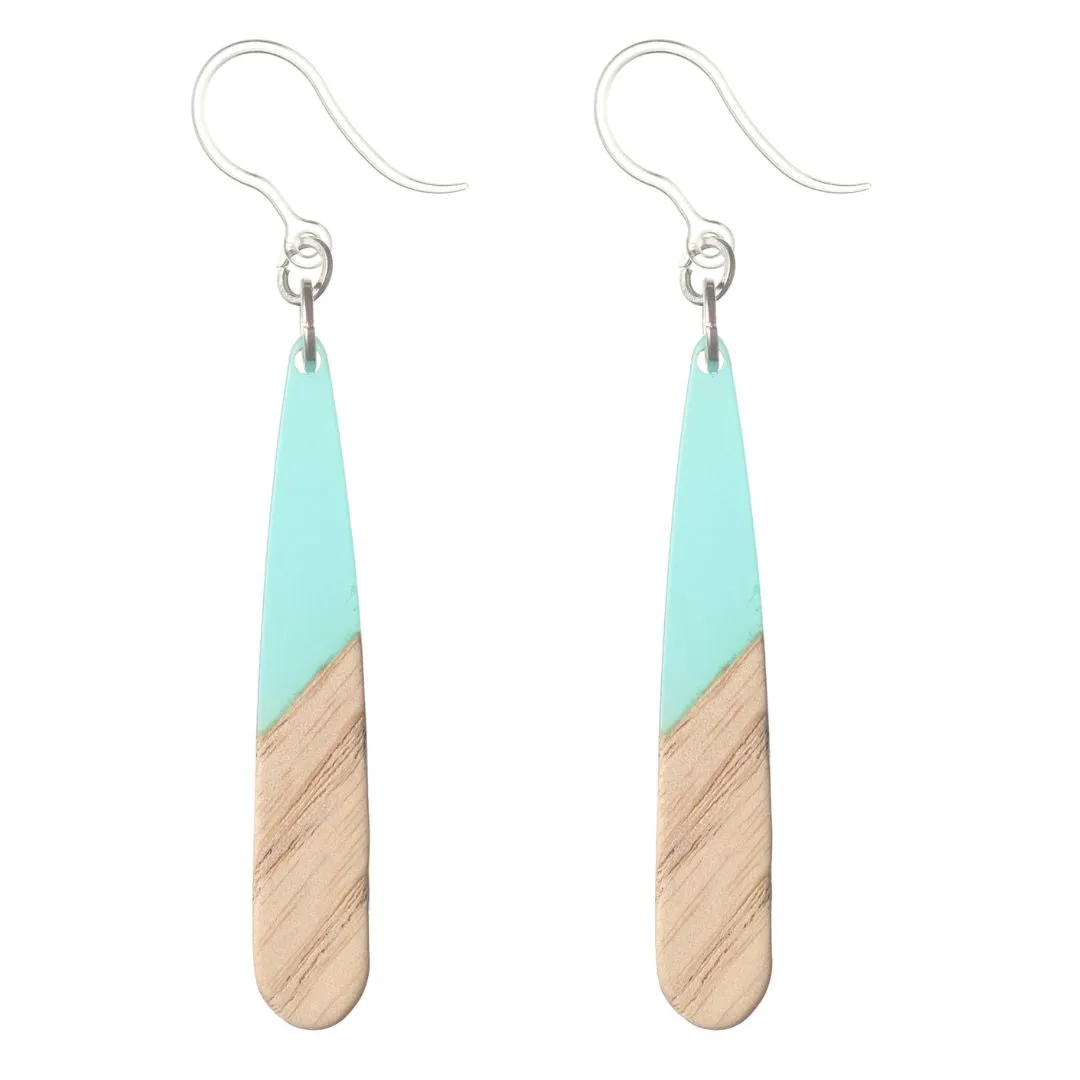 Rounded Wooden Celluloid Dangles Hypoallergenic Earrings for Sensitive Ears Made with Plastic Posts