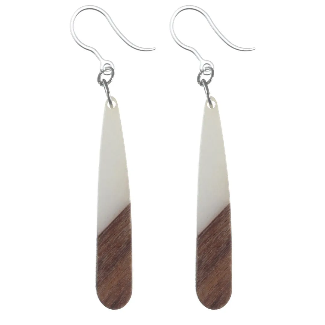 Rounded Wooden Celluloid Dangles Hypoallergenic Earrings for Sensitive Ears Made with Plastic Posts