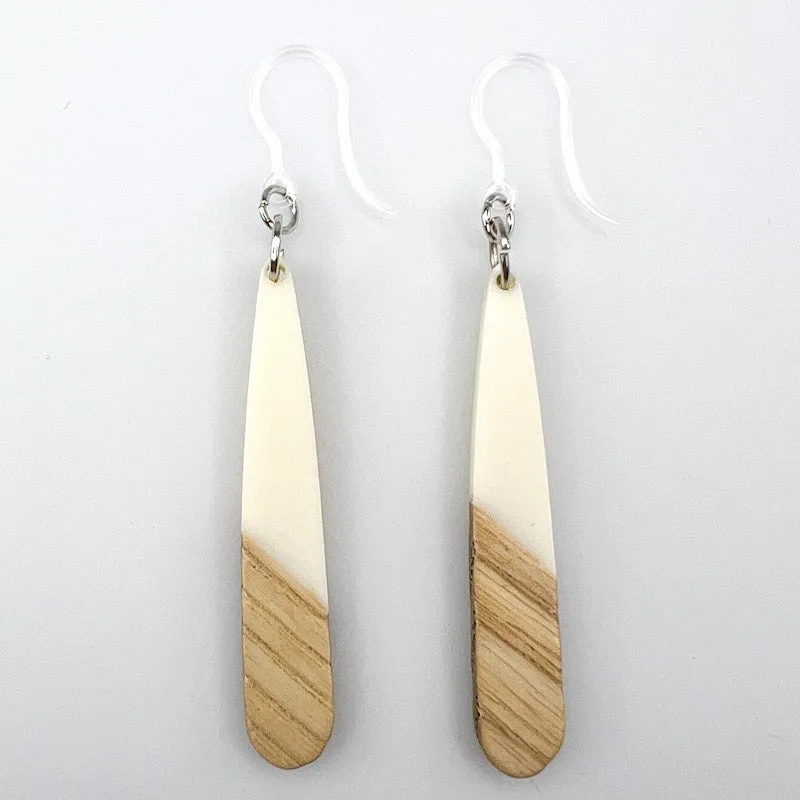 Rounded Wooden Celluloid Dangles Hypoallergenic Earrings for Sensitive Ears Made with Plastic Posts