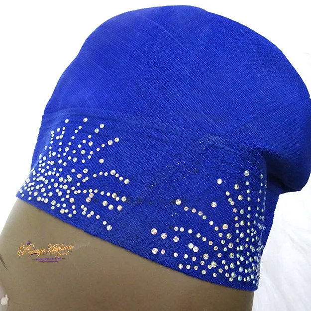 Royal Blue African Men Aso Oke Fila Cap Party Embelish with Stones New Design Size 23 inch PRE ORDER