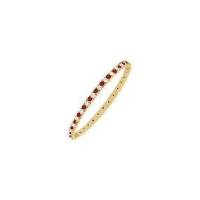 Ruby and Diamond Eternity Bangle : 14K Yellow Gold - 5.00 CT TGW