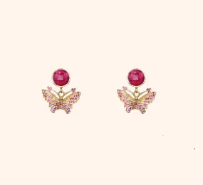 Ruby Butterfly Earrings