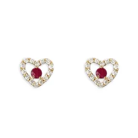 Ruby Heart Earrings