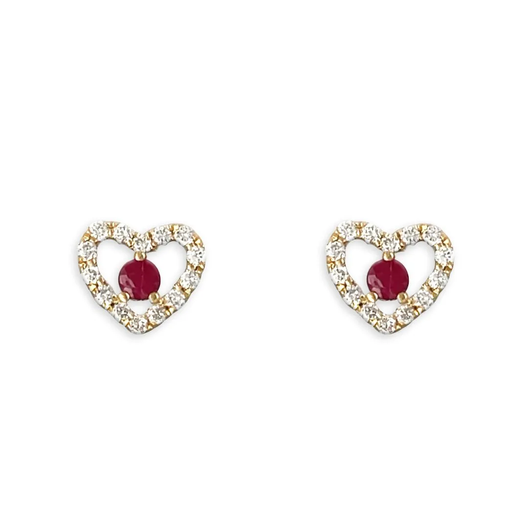 Ruby Heart Earrings