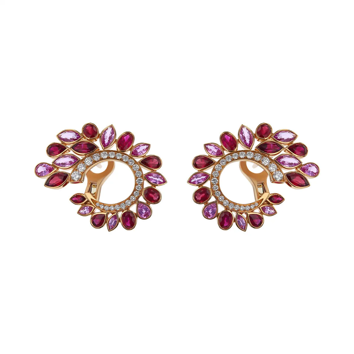 Ruby, Sapphire and Diamond De La Vie Hoop Earrings