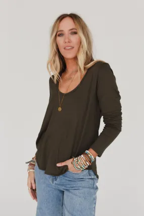 Ryder Long Sleeve Bralette Tee - Olive