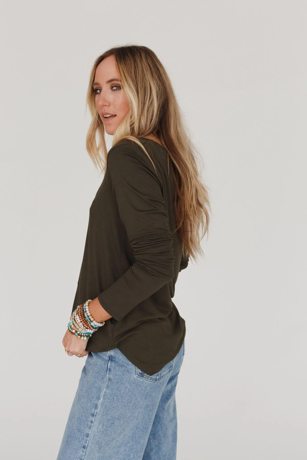 Ryder Long Sleeve Bralette Tee - Olive