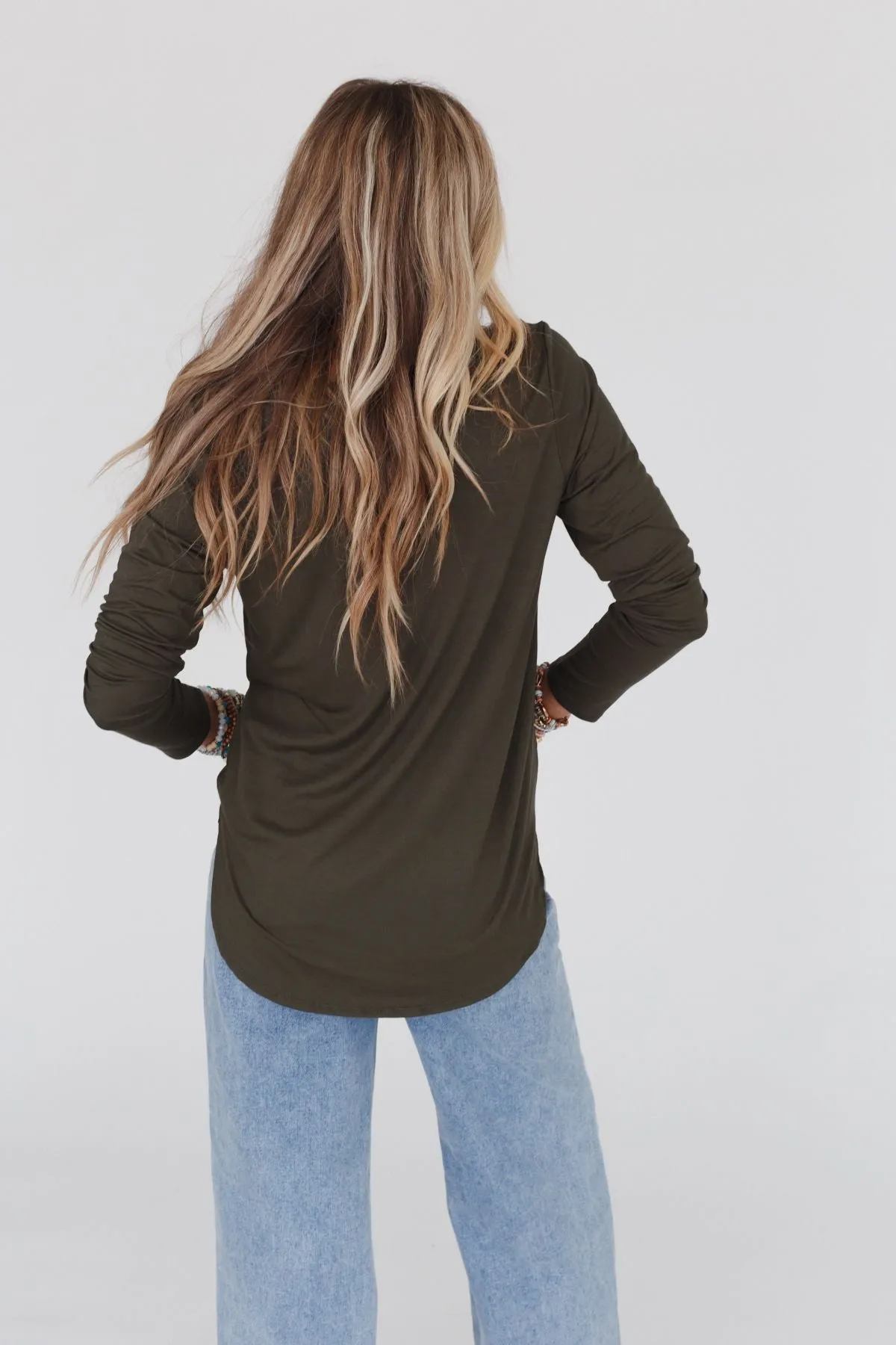 Ryder Long Sleeve Bralette Tee - Olive