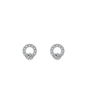 S925 Sterling Silver Full Zircon Stud Earrings - Elegant European and American Style Jewelry