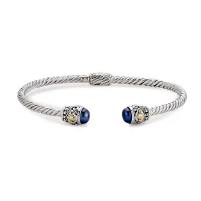 Samuel B. Sienna Blue Pearl 18K & Sterling Silver Twisted Cable Bangle Bracelet