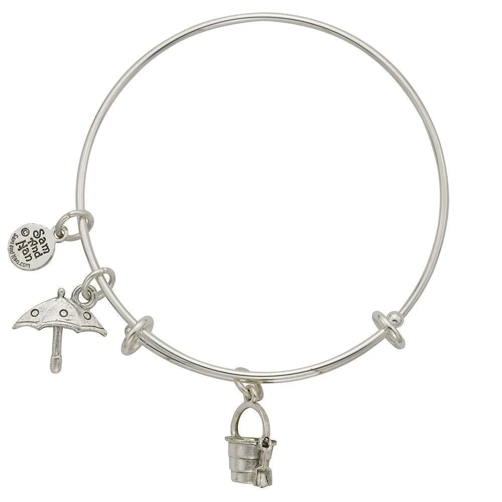 Sand Pail Umbrella Charm Bangle Bracelet