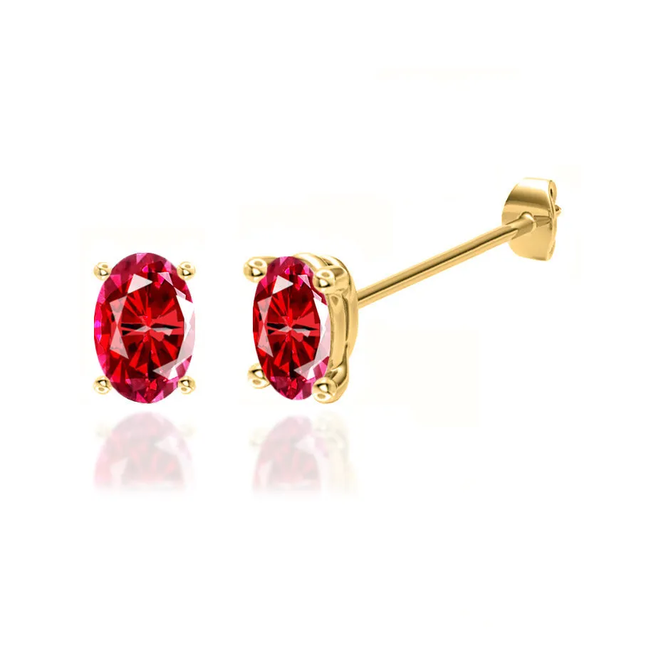 SAVANNAH - Oval Ruby 18k Yellow Gold Stud Earrings