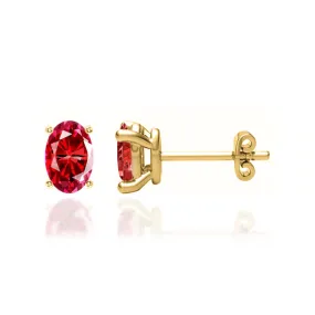 SAVANNAH - Oval Ruby 18k Yellow Gold Stud Earrings