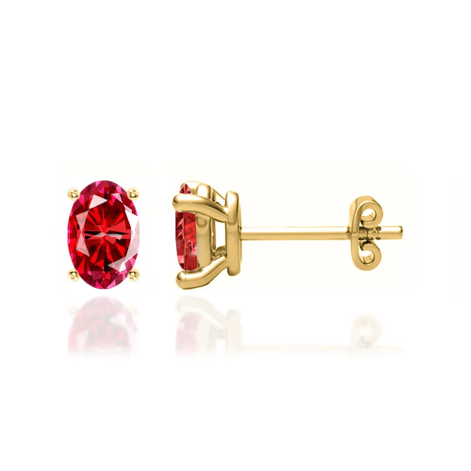 SAVANNAH - Oval Ruby 18k Yellow Gold Stud Earrings