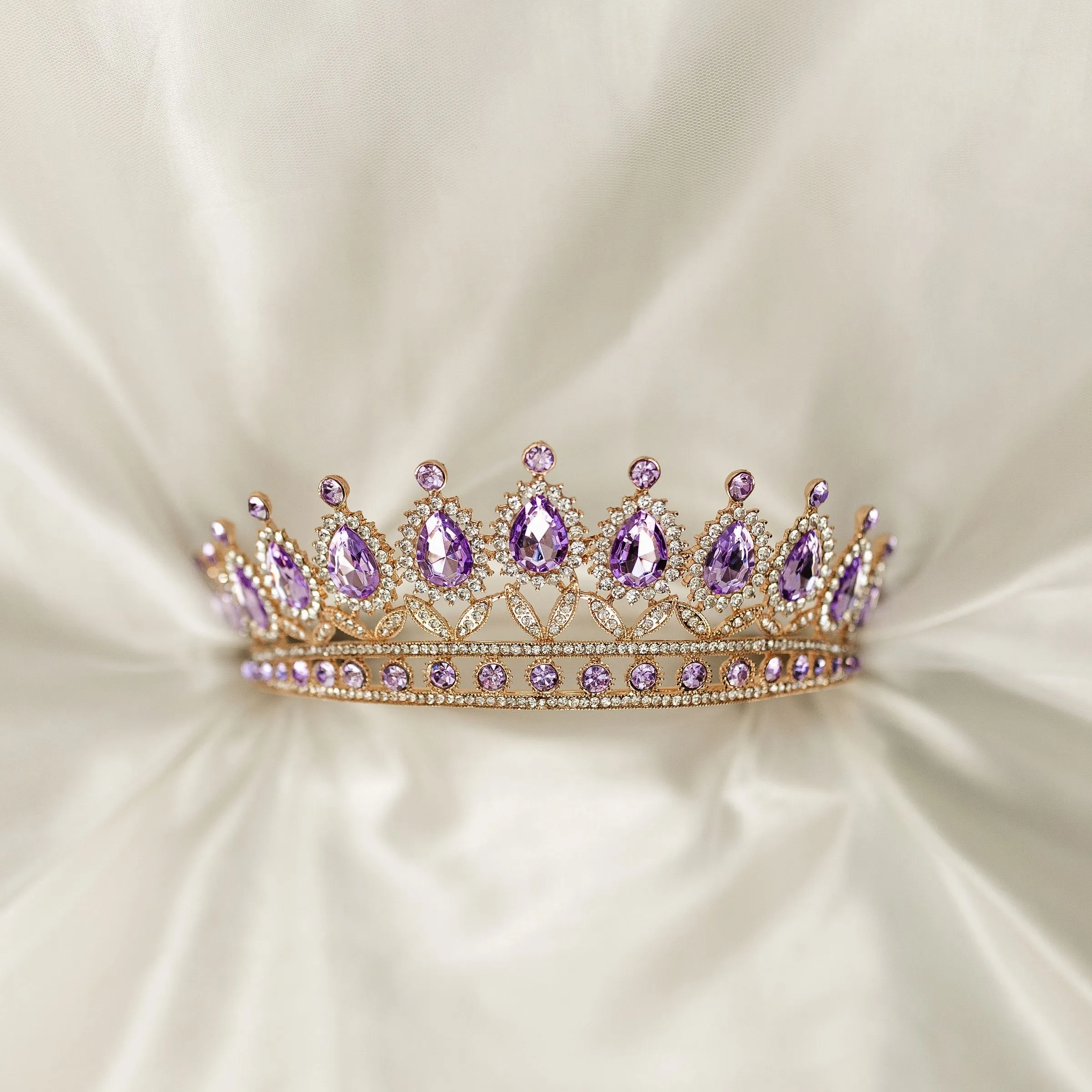 Saya's Tiara in Lavender Purple & Gold