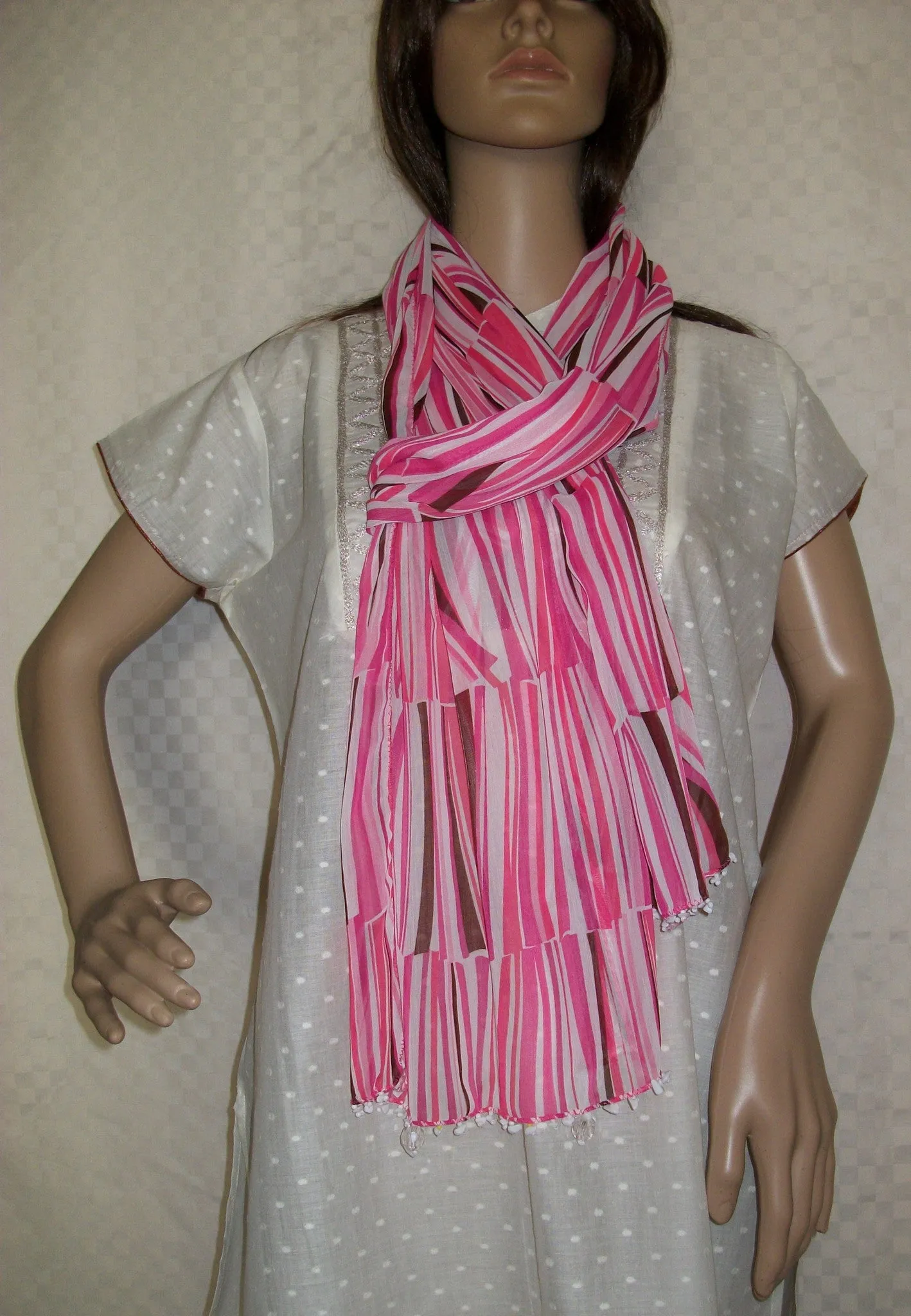 Scarf 2443 Pink Dupatta Chunni Shawl Wrap Shieno Sarees