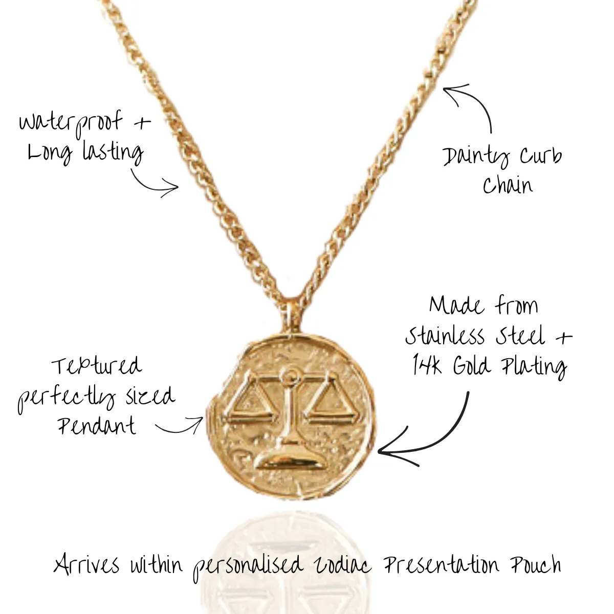 Scorpio Zodiac Gold Pendant Necklace