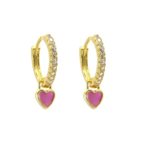 Sicily Pink Heart Hoops